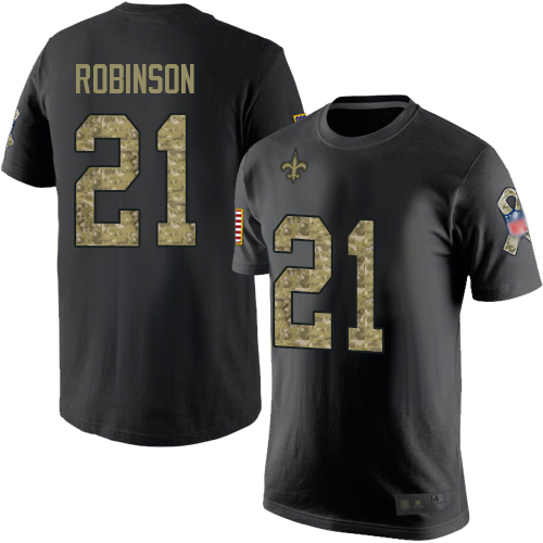 Men New Orleans Saints Black Camo Patrick Robinson Salute to Service NFL Football #21 T Shirt